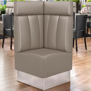 DALLAS | Commercial Corner Booth Seating | W:H 64 x 128 cm | Taupe | Striped | Leather