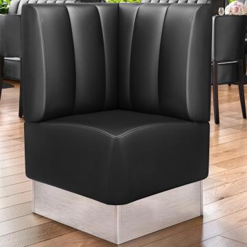 DALLAS | Commercial Corner Booth Seating | W:H 64 x 103 cm | Black | Striped | Leather