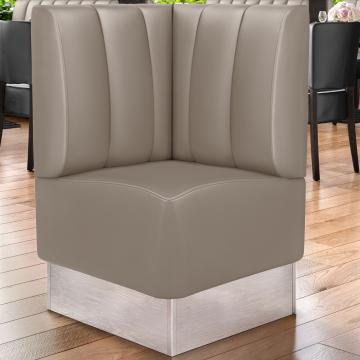 DALLAS | Commercial Corner Booth Seating | W:H 64 x 103 cm | Taupe | Striped | Leather
