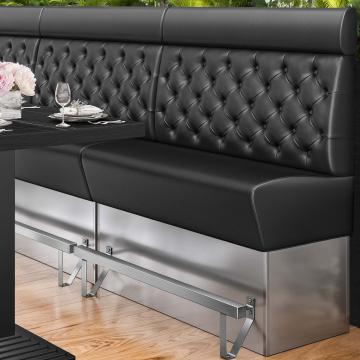 DALLAS | Counter Height Banquette Bench | W:H 140 x 158 cm | Black | Chesterfield | Leather