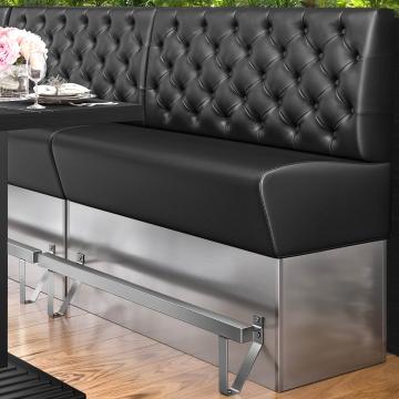 DALLAS | Counter Height Banquette Bench | W:H 160 x 133 cm | Black | Chesterfield | Leather