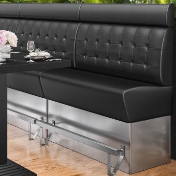 DALLAS | Counter Height Banquette Bench | W:H 120 x 158 cm | Black | Chesterfield Button | Leather