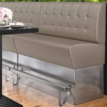 DALLAS | Counter Height Banquette Bench | W:H 100 x 133 cm | Taupe | Chesterfield Button | Leather