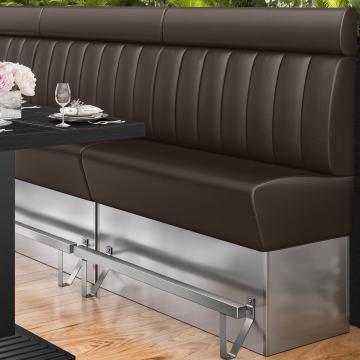 DALLAS | Counter Height Banquette Bench | W:H 140 x 158 cm | Brown | Striped | Leather