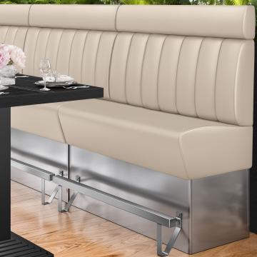 DALLAS | Counter Height Banquette Bench | W:H 120 x 158 cm | Cream | Striped | Leather