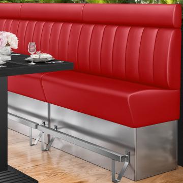DALLAS | Counter Height Banquette Bench | W:H 140 x 158 cm | Red | Striped | Leather