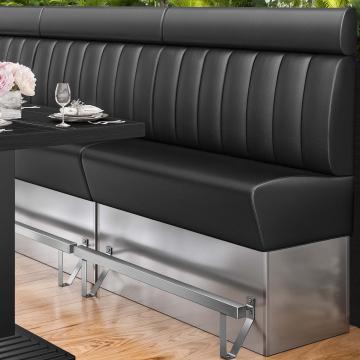 DALLAS | Counter Height Banquette Bench | W:H 140 x 158 cm | Black | Striped | Leather