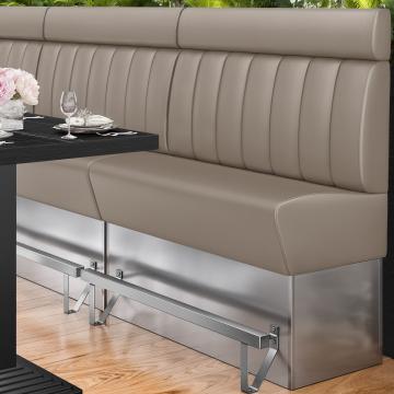 DALLAS | Counter Height Banquette Bench | W:H 200 x 158 cm | Taupe | Striped | Leather