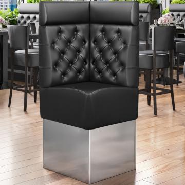 DALLAS | Commercial Corner Booth Seating | W:H 64 x 158 cm | Black | Chesterfield | Leather