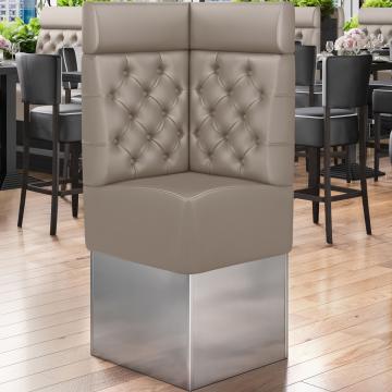 DALLAS | Commercial Corner Booth Seating | W:H 64 x 158 cm | Taupe | Chesterfield | Leather