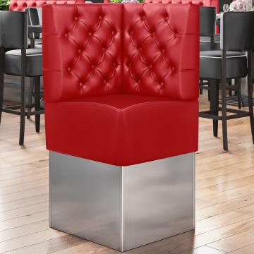 DALLAS | Hörnsoffa till restaurang | B:H 64 x 158 cm | Röd | Chesterfield | Läder