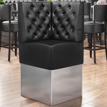 DALLAS | Commercial Corner Booth Seating | W:H 64 x 133 cm | Black | Chesterfield | Leather
