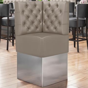 DALLAS | Commercial Corner Booth Seating | W:H 64 x 133 cm | Taupe | Chesterfield | Leather