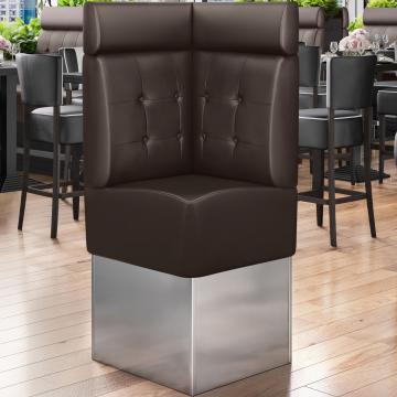 DALLAS | Commercial Corner Booth Seating | W:H 64 x 158 cm | Brown | Chesterfield Button | Leather