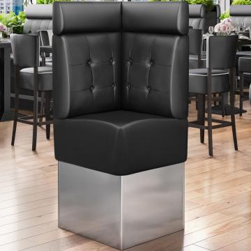 DALLAS | Commercial Corner Booth Seating | W:H 64 x 158 cm | Black | Chesterfield Button | Leather