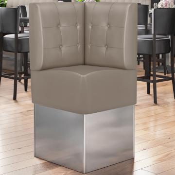 DALLAS | Commercial Corner Booth Seating | W:H 64 x 133 cm | Taupe | Chesterfield Button | Leather