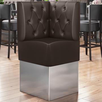 DALLAS | Commercial Corner Booth Seating | W:H 64 x 133 cm | Brown | Chesterfield Rhombus | Leather