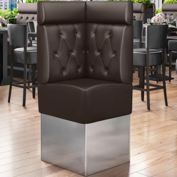 DALLAS | Commercial Corner Booth Seating | W:H 64 x 158 cm | Brown | Chesterfield Rhombus | Leather