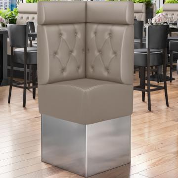 DALLAS | Commercial Corner Booth Seating | W:H 64 x 158 cm | Taupe | Chesterfield Rhombus | Leather