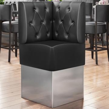 DALLAS | Commercial Corner Booth Seating | W:H 64 x 133 cm | Black | Chesterfield Rhombus | Leather