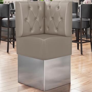 DALLAS | Commercial Corner Booth Seating | W:H 64 x 133 cm | Taupe | Chesterfield Rhombus | Leather