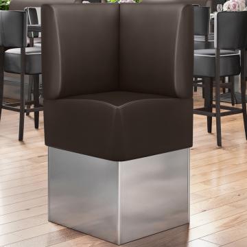 DALLAS | Commercial Corner Booth Seating | W:H 64 x 133 cm | Brown | Smooth | Leather