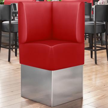DALLAS | Commercial Corner Booth Seating | W:H 64 x 133 cm | Red | Smooth | Leather