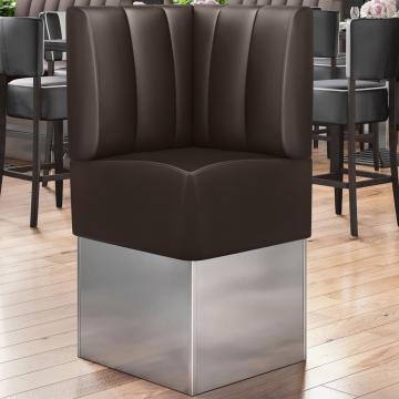 DALLAS | Commercial Corner Booth Seating | W:H 64 x 133 cm | Brown | Striped | Leather