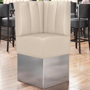 DALLAS | Commercial Corner Booth Seating | W:H 64 x 133 cm | Cream | Striped | Leather