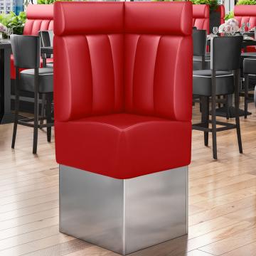 DALLAS | Commercial Corner Booth Seating | W:H 64 x 158 cm | Red | Striped | Leather