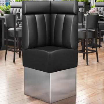 DALLAS | Commercial Corner Booth Seating | W:H 64 x 158 cm | Black | Striped | Leather