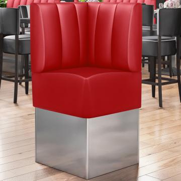 DALLAS | Commercial Corner Booth Seating | W:H 64 x 133 cm | Red | Striped | Leather