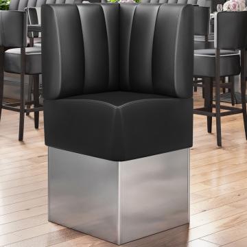 DALLAS | Commercial Corner Booth Seating | W:H 64 x 133 cm | Black | Striped | Leather