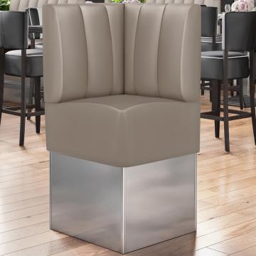 DALLAS | Commercial Corner Booth Seating | W:H 64 x 133 cm | Taupe | Striped | Leather