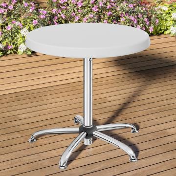 MIO | Festbord | Ø 70 cm | H: 76cm | Højdejusterbart | Hvid | Sammenklappeligt