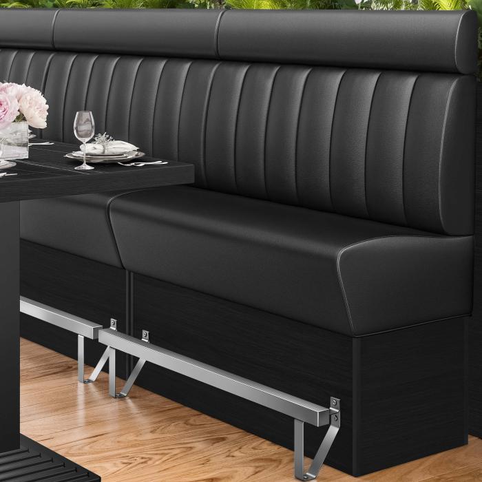 DENVER | Counter Height Banquette Bench | W:H 140 x 158 cm | Black | Striped | Leather