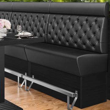 DENVER | Counter Height Banquette Bench | W:H 140 x 158 cm | Black | Chesterfield | Leather