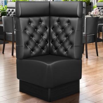 DENVER | Commercial Corner Booth Seating | W:H 64 x 128 cm | Black | Chesterfield | Leather