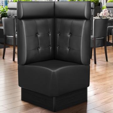 DENVER | Commercial Corner Booth Seating | W:H 64 x 128 cm | Black | Chesterfield Button | Leather