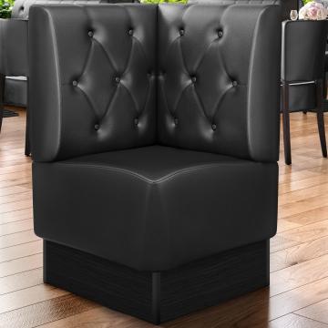 DENVER | Commercial Corner Booth Seating | W:H 64 x 103 cm | Black | Chesterfield Rhombus | Leather