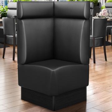 DENVER | Commercial Corner Booth Seating | W:H 64 x 128 cm | Black | Smooth | Leather