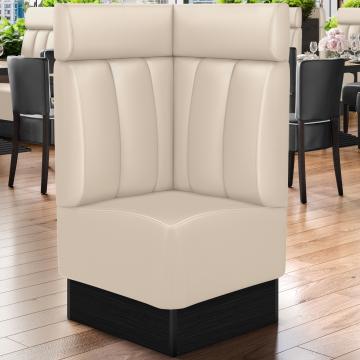 DENVER | Commercial Corner Booth Seating | W:H 64 x 128 cm | Cream | Striped | Leather