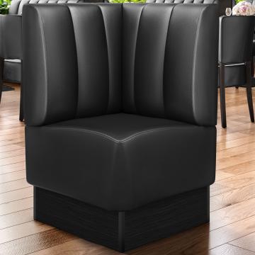 DENVER | Commercial Corner Booth Seating | W:H 64 x 103 cm | Black | Striped | Leather