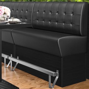 DENVER | Counter Height Banquette Bench | W:H 160 x 133 cm | Black | Chesterfield Button | Leather