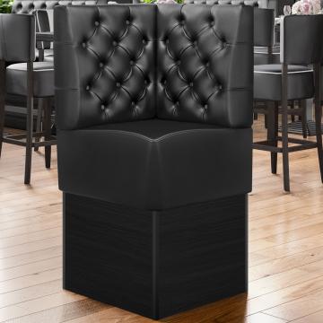DENVER | Commercial Corner Booth Seating | W:H 64 x 133 cm | Black | Chesterfield | Leather