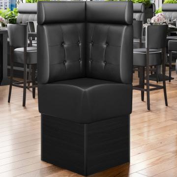 DENVER | Commercial Corner Booth Seating | W:H 64 x 158 cm | Black | Chesterfield Button | Leather