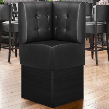 DENVER | Commercial Corner Booth Seating | W:H 64 x 133 cm | Black | Chesterfield Button | Leather