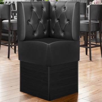 DENVER | Commercial Corner Booth Seating | W:H 64 x 133 cm | Black | Chesterfield Rhombus | Leather