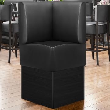 DENVER | Commercial Corner Booth Seating | W:H 64 x 133 cm | Black | Smooth | Leather