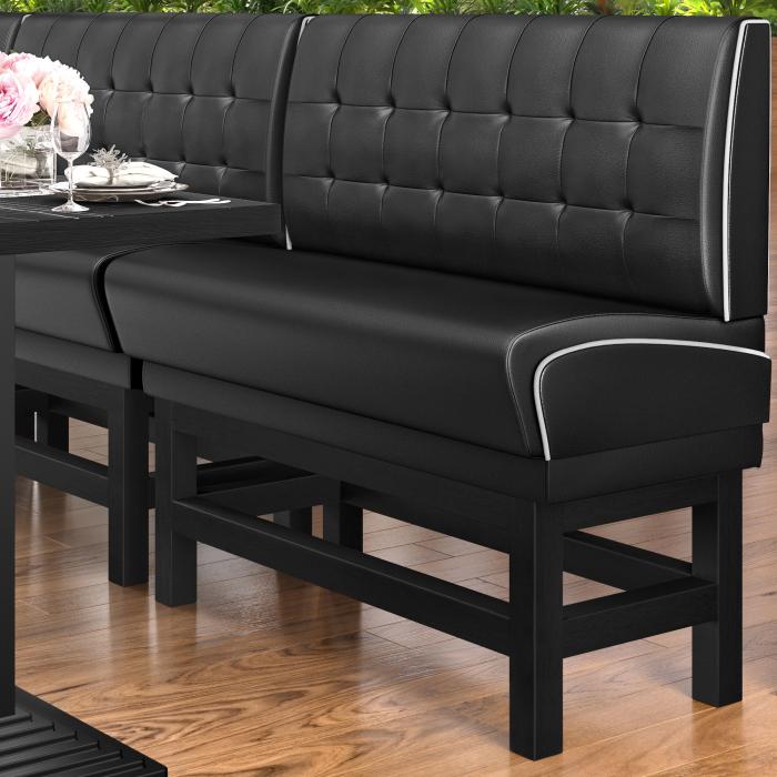 DINER 1 | Counter Height Banquette Bench | W:H 200 x 133 cm | Chesterfield NO Button | Black | Leather